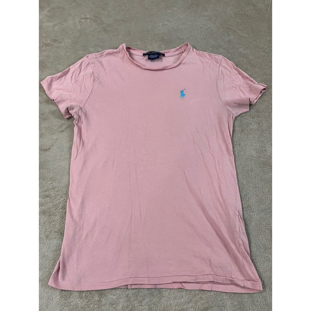 Vintage Ralph Lauren T-Shirt Women Size Medium Light Pink Short Sleeve